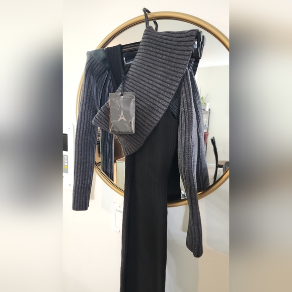 Overlay Knitted Midaxi Dress Black& Gray - Picture 7 of 12